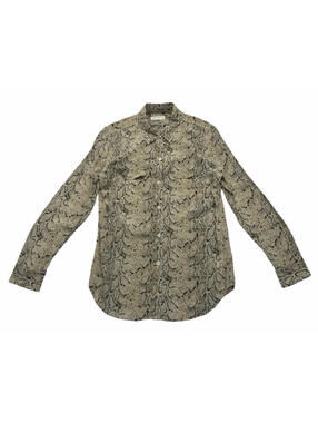 Equipment Femme Signature Silk Button Front Blouse Snakeprint Grey Size M